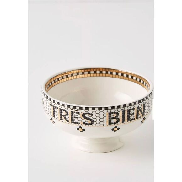 Anthropologie Bistro Tile Snack Nut Bowl Dish Tres Bien - Picture 1 of 6